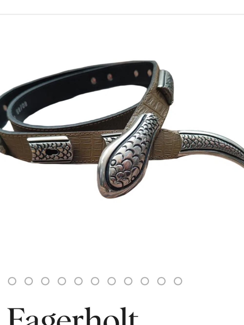 Women's khaki snake Leather Belt with Silver Snake Buckle